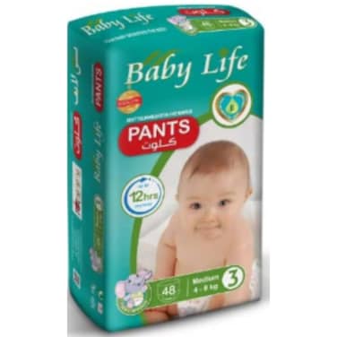Baby Life Diapers Pants Medium Size 3 From 4 To 9 Kg 48 Pieces