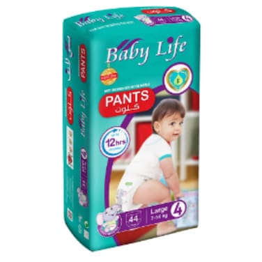 Baby Life Diapers Pants Large Size 4 From 7 To 14 Kg 44 Pieces