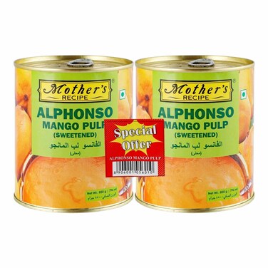 Mother's Recipe Alphonso Mango Pulp 850 Gram 2 Pack