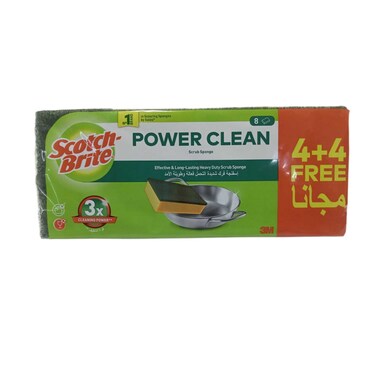 Scotchbrite Power Clean Scrub Sponge 8 Pieces