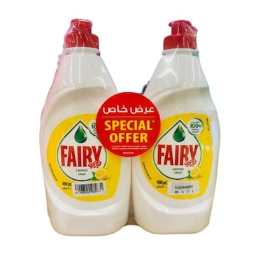 Fairy Lemon Dishwashing Liquid 2x400ml