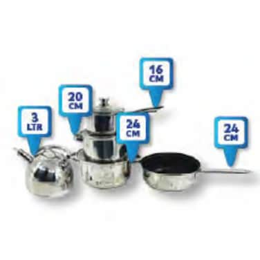 Stainless Steel Cookware Set 5 Pieces