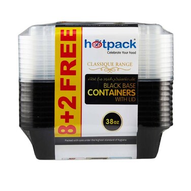 Hotpack Black Base Rectangular Container 10 Pack