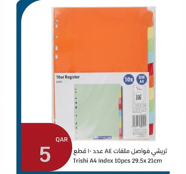 Trishi A4 Index 10 Pieces 29.5x21 CM