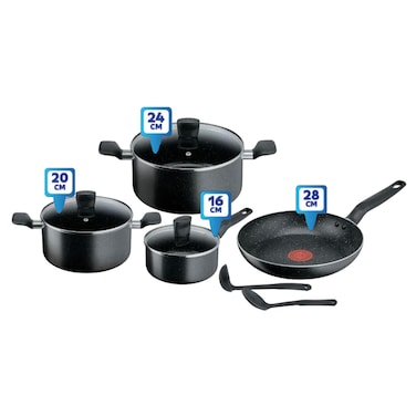 Tefal Dark Stone Cookware Set 9 Pieces