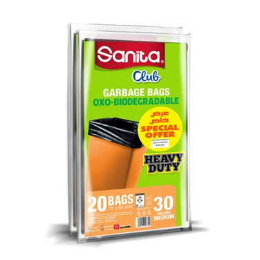 Sanita Club Garbage Bags  OXO Biodegradable Heavy Duty Medium 30 Gallons 20 Bags 72x85cm 2 pieces