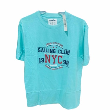 Mens T Shirt Short Sleeve Blue Size L