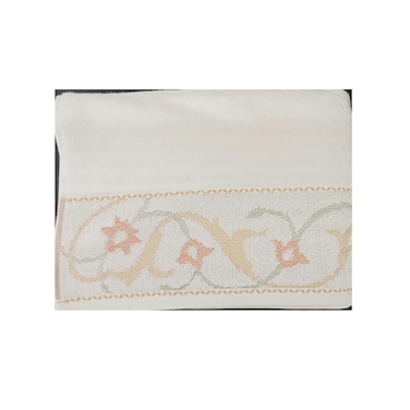 Cannon Flower Border Face Towel White 50x100cm