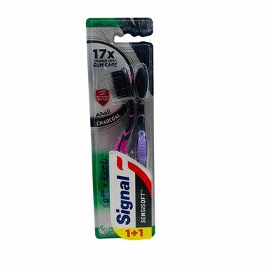 Signal Toothbrush Sensisoft Charcoal 2 Pieces