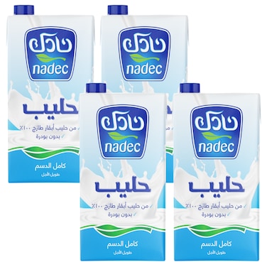 Nadec Milk Long Life Full Fat Recap 4 x 1 ltr