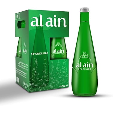 Al Ain Sparkling Water Glass Botel 750 ml x 4 Pieces