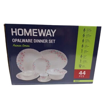 Homeway Primax Opalware 44 Pieces Dinner Set
