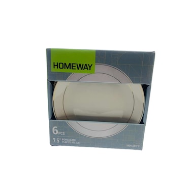 Homeway Porcelain Flat Plate 7.5 inch 6 Pieces