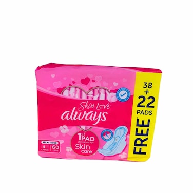 Always Sensitive Skin Love Thick Long with Wings 60 pads