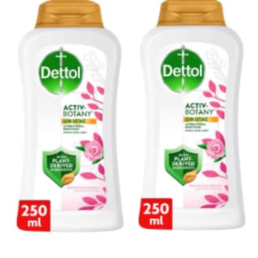 Dettol Activ-Botany Shower Gel &amp; Body Wash, Rosewater &amp; Hibiscus Scent, 250ml x 2