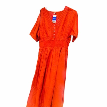 Ladies Long Dress Short Sleeve Cotton Size XL