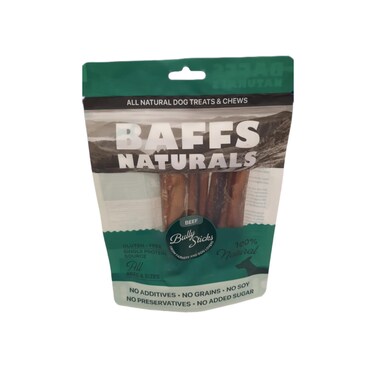 Baffs Naturals Beef Bully Sticks Gluteen Free Dog Treats and Chews 120g
