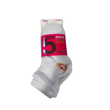 Girls Cotton Rich Crop Socks White 5 Pieces