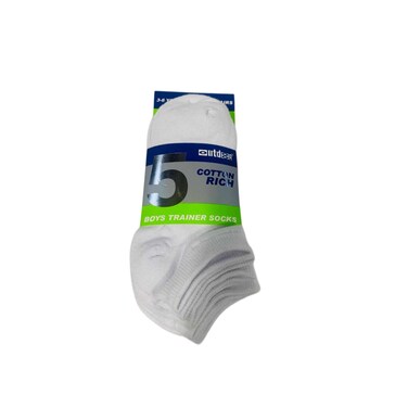 Cotton Rich Boys Trainer Socks White 5 Pieces