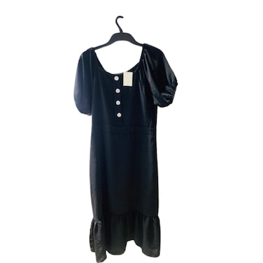 Ladies Bubble Dress Short Sleeve with 4 Button