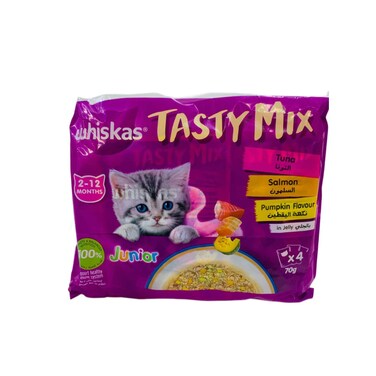 Whiskas Tasty Mix Tuna Salmon Pumkin Flavour Junior 4 x 70 gr