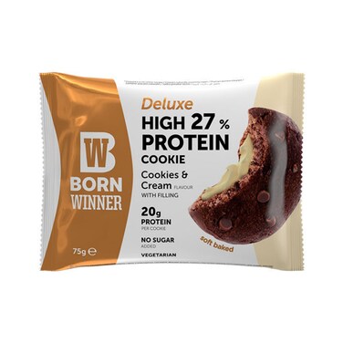 W Born Winner Deluxe High Protein Cookies Cookies and Cream with Filling 75g