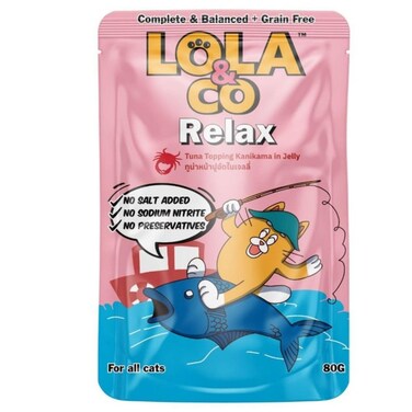Lola and Co Relax Tuna Topping Kanikama in Jelly For All Cats 80g