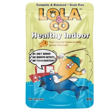 Lola and Co Healthy Indoor Tuna Topping Cheese In Jelly For All Cats 80g