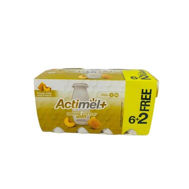 Actimel Drink Yougurt Royal Jelly Pouch and Peach  8 x 93 ml