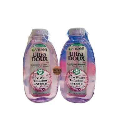 Garnier Ultra Doux Rice Water Smoothing Shampoo 2 x 400 ml