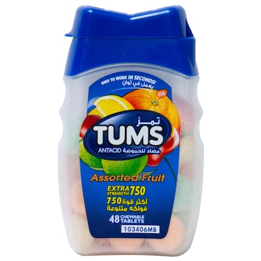 Tums Antacid Assorted Fruits 48 Chewable Tablets