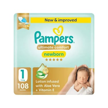 Pampers Premium Size 1 Giant Pack 108 Pieces