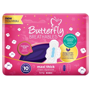Butterfly Breathable Maxi Thick Cotton Large 10 Pads