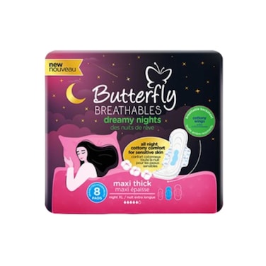 Butterfly Breathable Maxi Nights Cotton Large 8 Pads