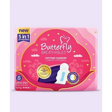 Butterfly Breathless Cottony Ultra Thin Long 8 Sanitary Pads