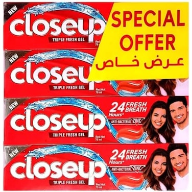 Closeup Toothpaste Red Hot 75ml x 4 Pieces