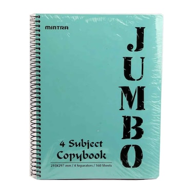 Mintra Jumbo A4 Notebook 4 Subjects 160 Sheets Pastel 1 Piece Multi Color