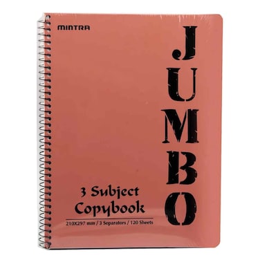 Mintra Jumbo A4 Notebook 3 Subjects 120 Sheets Pastel 1 Piece Multi Color