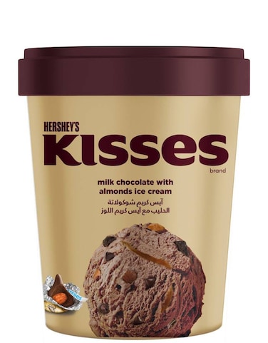 Hersheys Kisses Milk Chocolate Almond Ice Cream Tub 450 ML