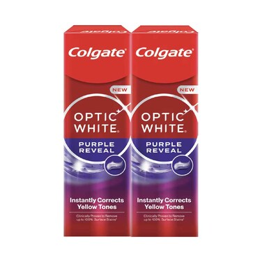 Colgate Toothpaste Optic White Purple 75Mlx2
