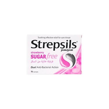 Strepsils Strawberry Sugar free Lozenges 16 Pieces
