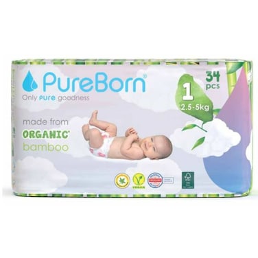 Pure Born Diapers Single 2.5 to 5 kg 34 Pieces