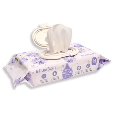 Pure Born Pure Wipes with Lotion 60 Pieces