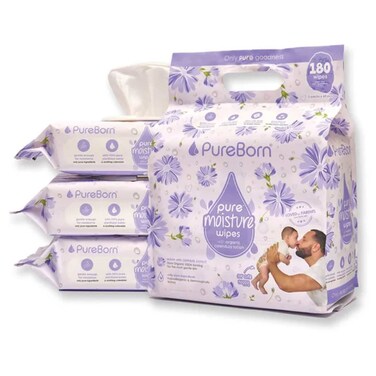 Pure Born Pure Wipes with Lotion 60 Pieces