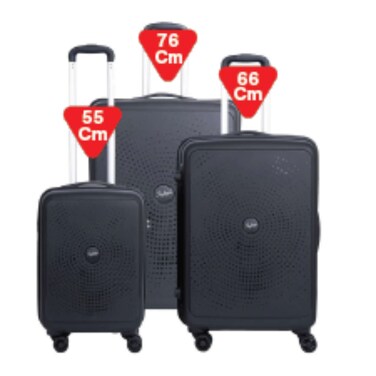 Skybags Hardcase Trolley Jet  Black Sizes 55 cm + 66 cm + 76 cm