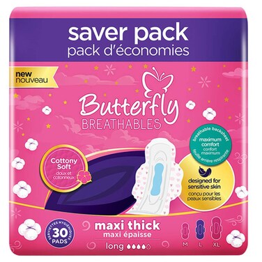 Butterfly Breathables Maxi Cotton Large Trio 30 Pads