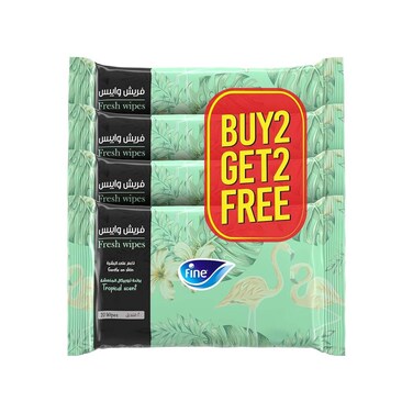 Fine All Purpose Wet Wipes Tropical 20 Sheets 2 + 2 Free