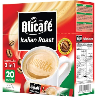 Alicafe Italian Roast Instant Coffee 3 in 1 330g 20 sachets