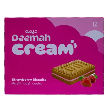 Deemah Strawberry Cream Biscuits 12 Pieces 27 Gram