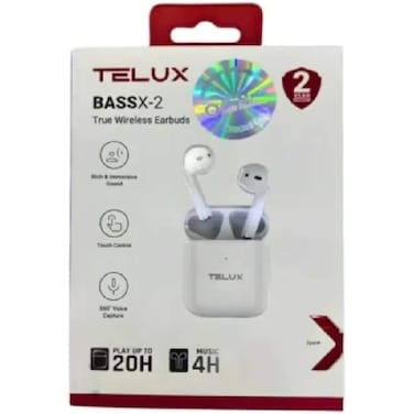 Telux BassX2 True Wireless Earbuds 20 Hours White